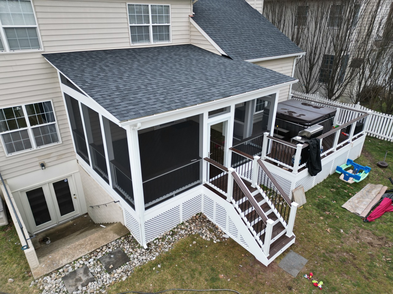 Shed Style Screen Porch Installed on Existing Deck