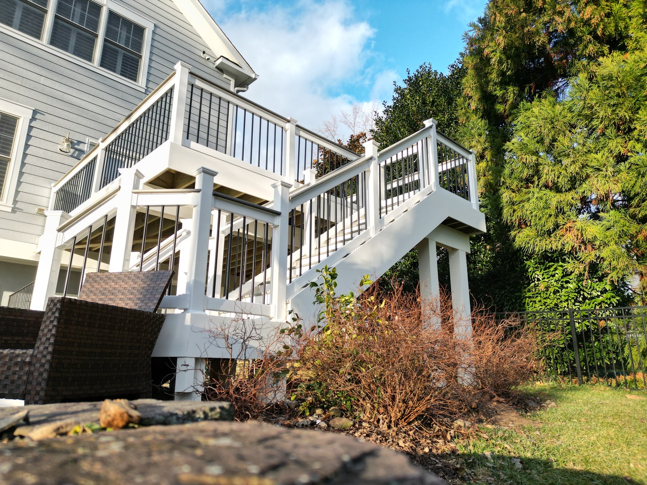 Trex Pebble Grey Deck with Classic Versatex Column Wraps